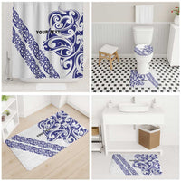 All White Maori Tribal Tattoo Personalised Bathroom Set Dark Blue Polynesian Style - Polynesian Pride