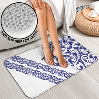 All White Maori Tribal Tattoo Personalised Bathroom Set Dark Blue Polynesian Style - Polynesian Pride