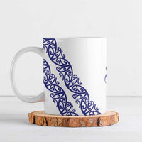All White Maori Tribal Tattoo Personalised Ceramic Mug Dark Blue Polynesian Style - Polynesian Pride