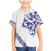 All White Maori Tribal Tattoo Personalised Family Matching Mermaid Dress and Hawaiian Shirt Dark Blue Polynesian Style - Polynesian Pride