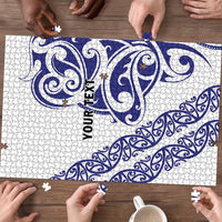 All White Maori Tribal Tattoo Personalised Puzzle Dark Blue Polynesian Style LT9 - Polynesian Pride
