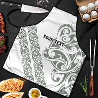 All White Maori Tribal Tattoo Personalised Apron Moss Green Polynesian Style - Polynesian Pride