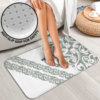 All White Maori Tribal Tattoo Personalised Bathroom Set Moss Green Polynesian Style - Polynesian Pride