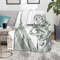 All White Maori Tribal Tattoo Personalised Blanket Moss Green Polynesian Style - Polynesian Pride