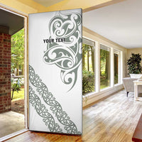 All White Maori Tribal Tattoo Personalised Door Cover Moss Green Polynesian Style - Polynesian Pride