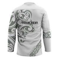 All White Maori Tribal Tattoo Personalised Hockey Jersey Moss Green Polynesian Style LT9 - Polynesian Pride