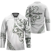 All White Maori Tribal Tattoo Personalised Hockey Jersey Moss Green Polynesian Style LT9 - Polynesian Pride