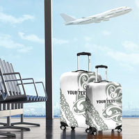 All White Maori Tribal Tattoo Personalised Luggage Cover Moss Green Polynesian Style - Polynesian Pride