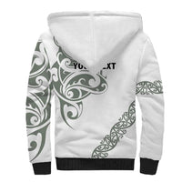 All White Maori Tribal Tattoo Personalised Sherpa Hoodie Moss Green Polynesian Style - Polynesian Pride
