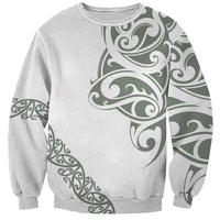 All White Maori Tribal Tattoo Personalised Sweatshirt Moss Green Polynesian Style LT9 Unisex Green - Polynesian Pride