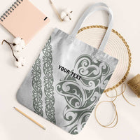 All White Maori Tribal Tattoo Personalised Tote Bag Moss Green Polynesian Style - Polynesian Pride