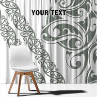 All White Maori Tribal Tattoo Personalised Window Curtain Moss Green Polynesian Style LT9 - Polynesian Pride
