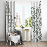 All White Maori Tribal Tattoo Personalised Window Curtain Moss Green Polynesian Style LT9 - Polynesian Pride