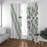 All White Maori Tribal Tattoo Personalised Window Curtain Moss Green Polynesian Style LT9 With Grommets Green - Polynesian Pride