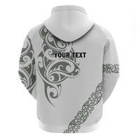 All White Maori Tribal Tattoo Personalised Zip Hoodie Moss Green Polynesian Style - Polynesian Pride