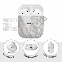 All White Maori Tribal Tattoo Personalised AirPods Case Stone Gray Polynesian Style LT9 - Polynesian Pride