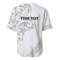 All White Maori Tribal Tattoo Personalised Baseball Jersey Stone Gray Polynesian Style - Polynesian Pride