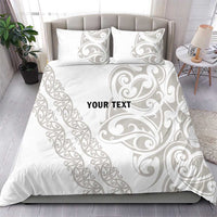 All White Maori Tribal Tattoo Personalised Bedding Set Stone Gray Polynesian Style - Polynesian Pride
