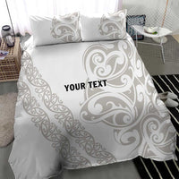 All White Maori Tribal Tattoo Personalised Bedding Set Stone Gray Polynesian Style - Polynesian Pride