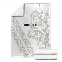 All White Maori Tribal Tattoo Personalised Blanket Stone Gray Polynesian Style - Polynesian Pride
