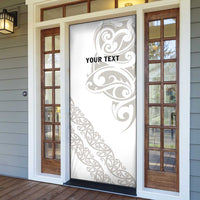 All White Maori Tribal Tattoo Personalised Door Cover Stone Gray Polynesian Style - Polynesian Pride