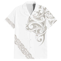 All White Maori Tribal Tattoo Personalised Family Matching Summer Maxi Dress and Hawaiian Shirt Stone Gray Polynesian Style - Polynesian Pride