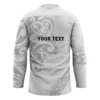 All White Maori Tribal Tattoo Personalised Hockey Jersey Stone Gray Polynesian Style LT9 - Polynesian Pride