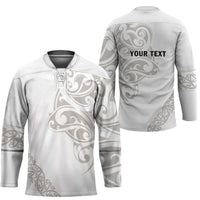 All White Maori Tribal Tattoo Personalised Hockey Jersey Stone Gray Polynesian Style LT9 - Polynesian Pride