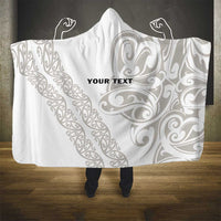 All White Maori Tribal Tattoo Personalised Hooded Blanket Stone Gray Polynesian Style - Polynesian Pride