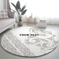 All White Maori Tribal Tattoo Personalised Round Carpet Stone Gray Polynesian Style - Polynesian Pride