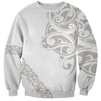 All White Maori Tribal Tattoo Personalised Sweatshirt Stone Gray Polynesian Style - Polynesian Pride