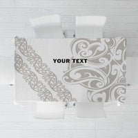 All White Maori Tribal Tattoo Personalised Tablecloth Stone Gray Polynesian Style - Polynesian Pride