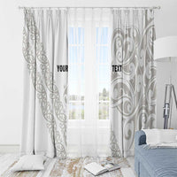All White Maori Tribal Tattoo Personalised Window Curtain Stone Gray Polynesian Style LT9 - Polynesian Pride