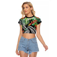 Polynesian Pacific Rugby Tribal Raglan Cropped T Shirt Tropical Vibe