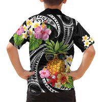Hau'oli Makahiki Hou Family Matching Puletasi and Hawaiian Shirt Aloha Pineapple Tropical Vibe