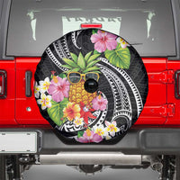 Hau'oli Makahiki Hou Spare Tire Cover Aloha Pineapple Tropical Vibe