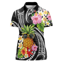 Hau'oli Makahiki Hou Women Polo Shirt Aloha Pineapple Tropical Vibe