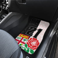 Custom Fiji England Rugby Car Mats Tapa Pattern and Rose Flower World Cup 2023 LT9 - Polynesian Pride