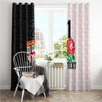 Custom Fiji England Rugby Window Curtain Tapa Pattern and Rose Flower World Cup 2023 LT9 - Polynesian Pride