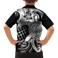 Aloha Black Tribal Honu Tattoo Family Matching Tank Maxi Dress and Hawaiian Shirt