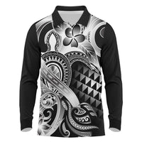 Aloha Black Tribal Honu Tattoo Long Sleeve Polo Shirt