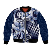 Aloha Blue Tribal Honu Tattoo Bomber Jacket LT9 Unisex Blue - Polynesian Pride