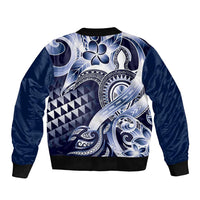 Aloha Blue Tribal Honu Tattoo Bomber Jacket LT9 - Polynesian Pride