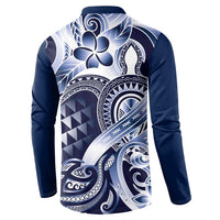 Aloha Blue Tribal Honu Tattoo Button Sweatshirt