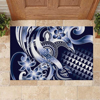 Aloha Blue Tribal Honu Tattoo Rubber Doormat
