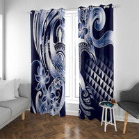 Aloha Blue Tribal Honu Tattoo Window Curtain