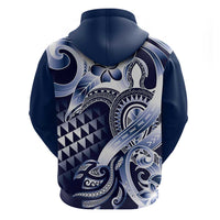 Aloha Blue Tribal Honu Tattoo Zip Hoodie