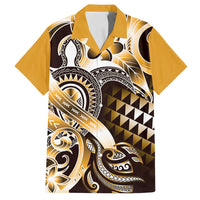 Aloha Gold Tribal Honu Tattoo Family Matching Summer Maxi Dress and Hawaiian Shirt