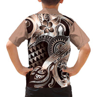 Aloha Mocha Mousse Tribal Honu Tattoo Family Matching Tank Maxi Dress and Hawaiian Shirt