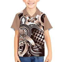 Aloha Mocha Mousse Tribal Honu Tattoo Family Matching Tank Maxi Dress and Hawaiian Shirt